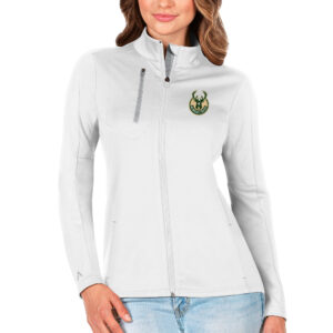 Women's Antigua White Milwaukee Bucks Generation Full-Zip Jacket