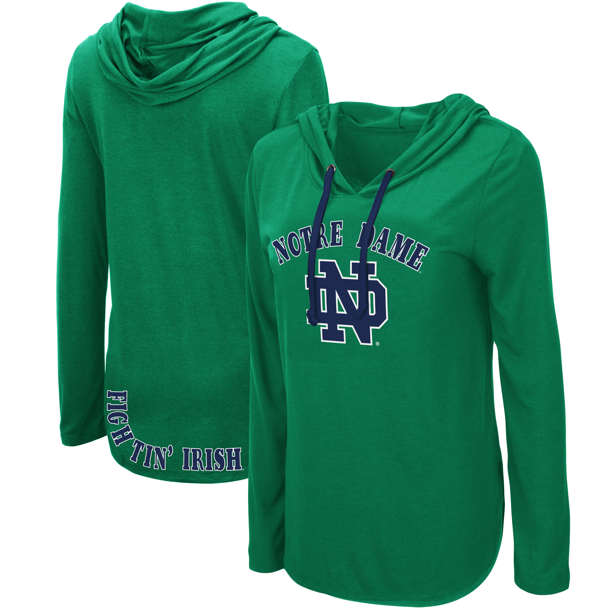 Women's Colosseum Green Notre Dame Fighting Irish My Lover Lightweight Hooded Long Sleeve T-Shirt - Image 2