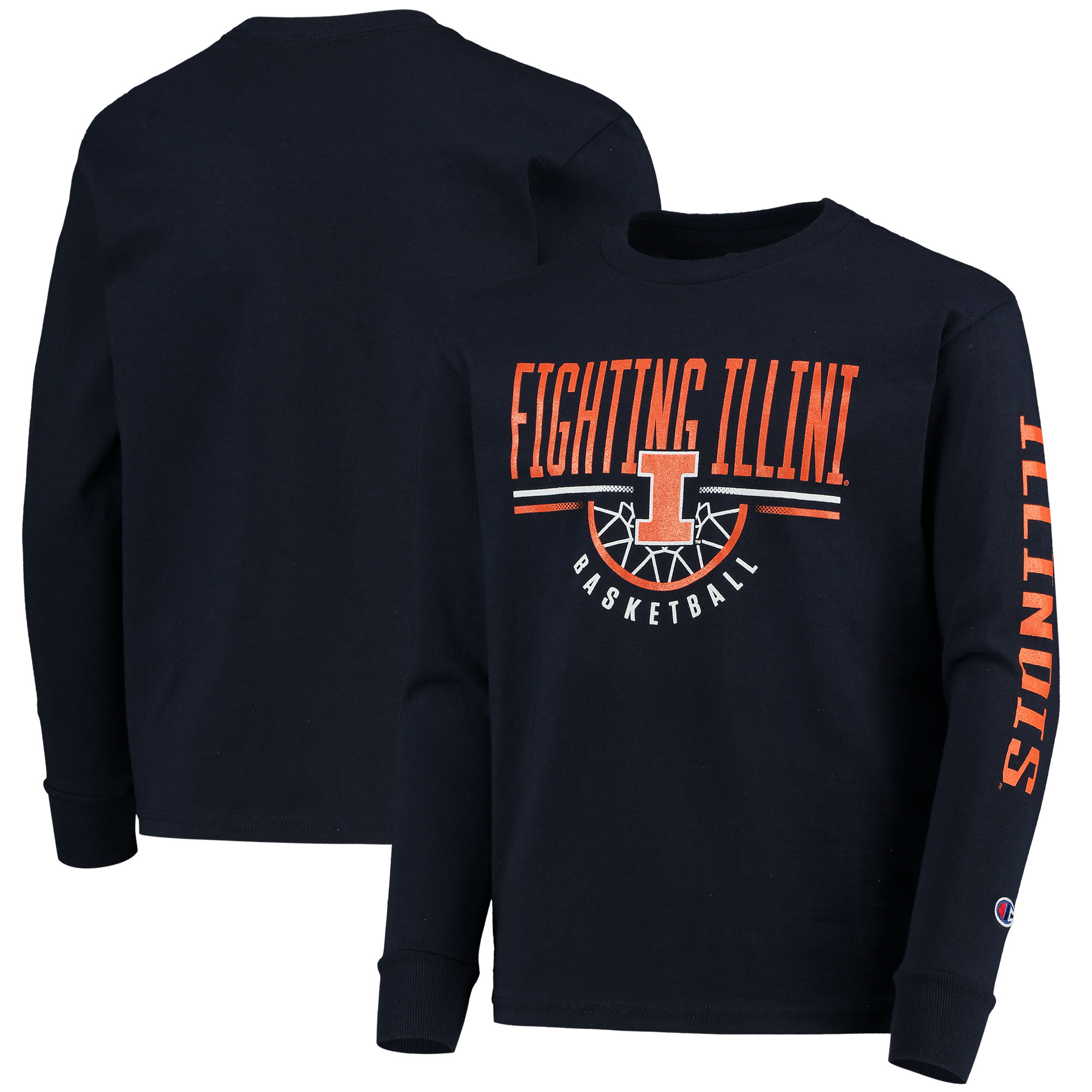 Youth Champion Navy Illinois Fighting Illini Basketball Long Sleeve T-Shirt