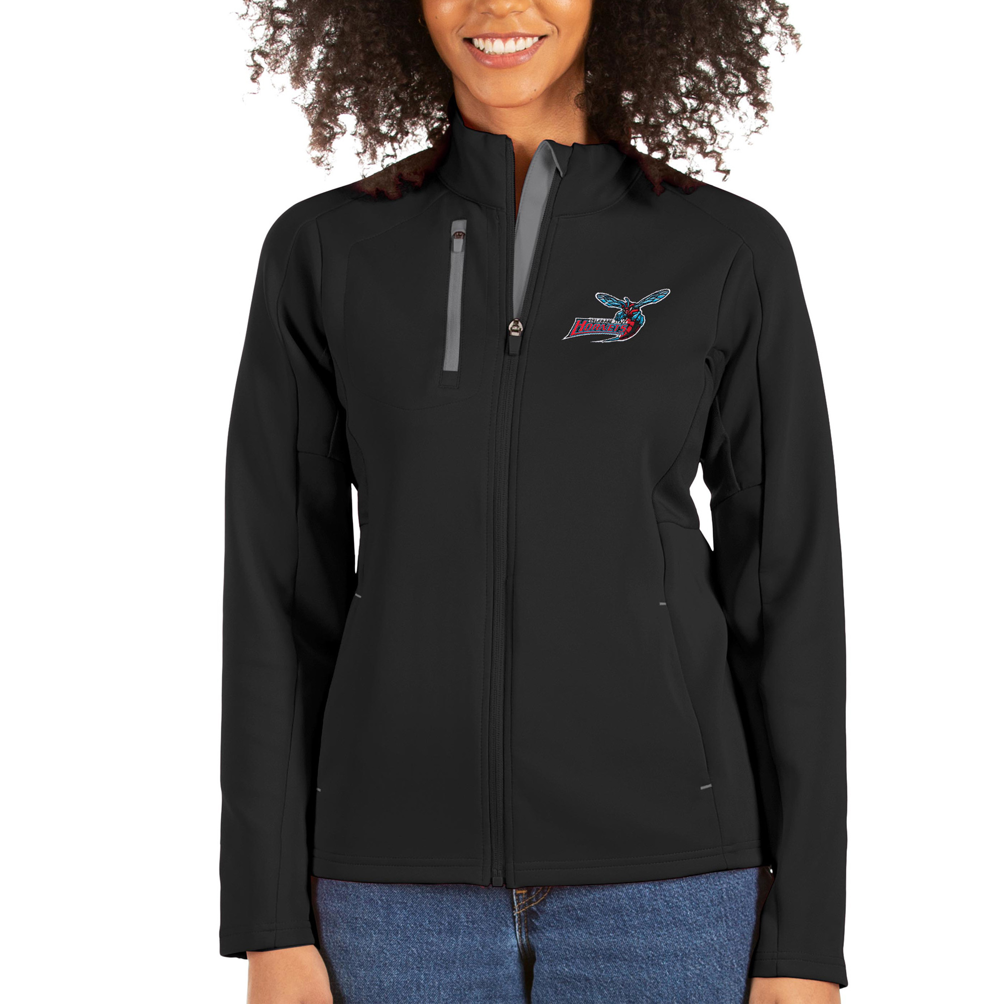 Women's Antigua Black/Charcoal Delaware State Hornets Generation Full-Zip Jacket