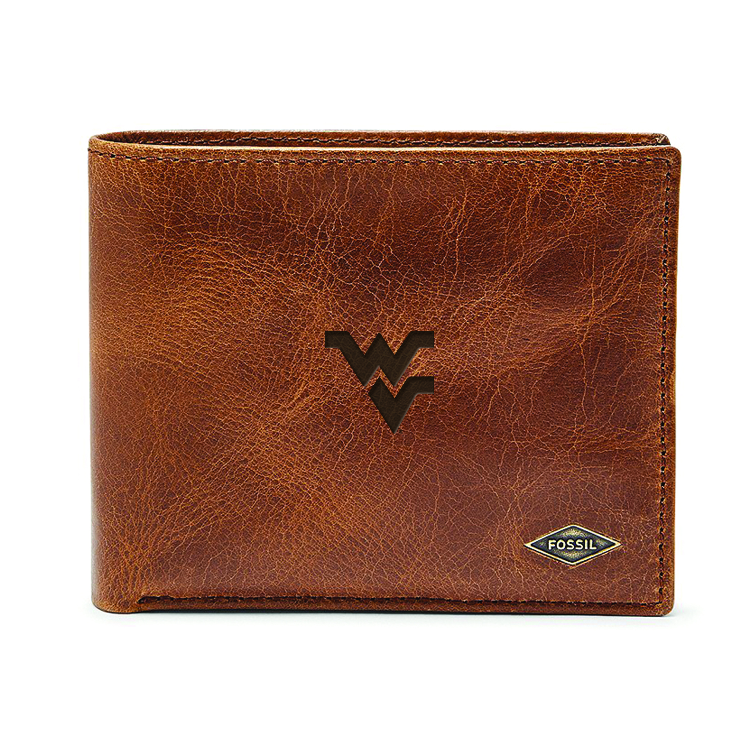 Men's Fossil Brown West Virginia Mountaineers Ryan RFID Passcase