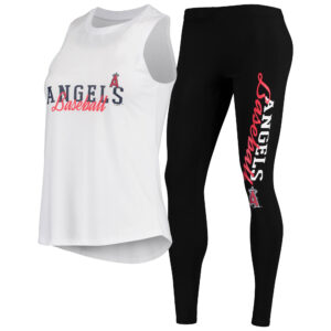 Women's Concepts Sport White/Black Los Angeles Angels Sonata Tank Top & Leggings Pajama Set