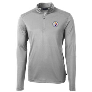 Men's Cutter & Buck Gray Pittsburgh Steelers Virtue Eco Pique Recycled Quarter-Zip Pullover Jacket