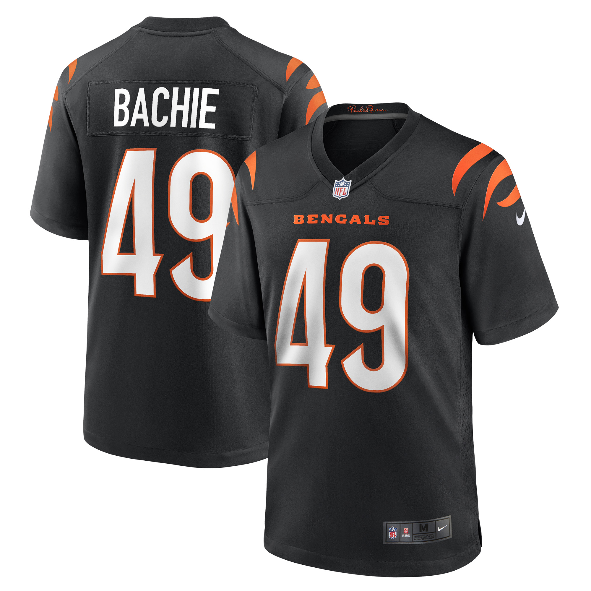 Men's Nike Joe Bachie Black Cincinnati Bengals Game Jersey - Image 5
