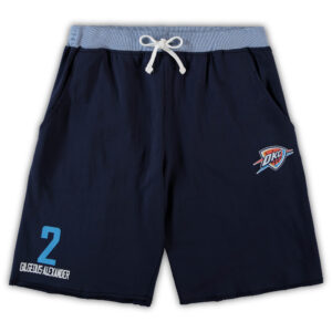 Men's Shai Gilgeous-Alexander Navy Oklahoma City Thunder Big & Tall French Terry Name & Number Shorts