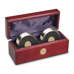 Gold Virginia Tech Hokies Six-Piece Coaster Set in Rosewood Box