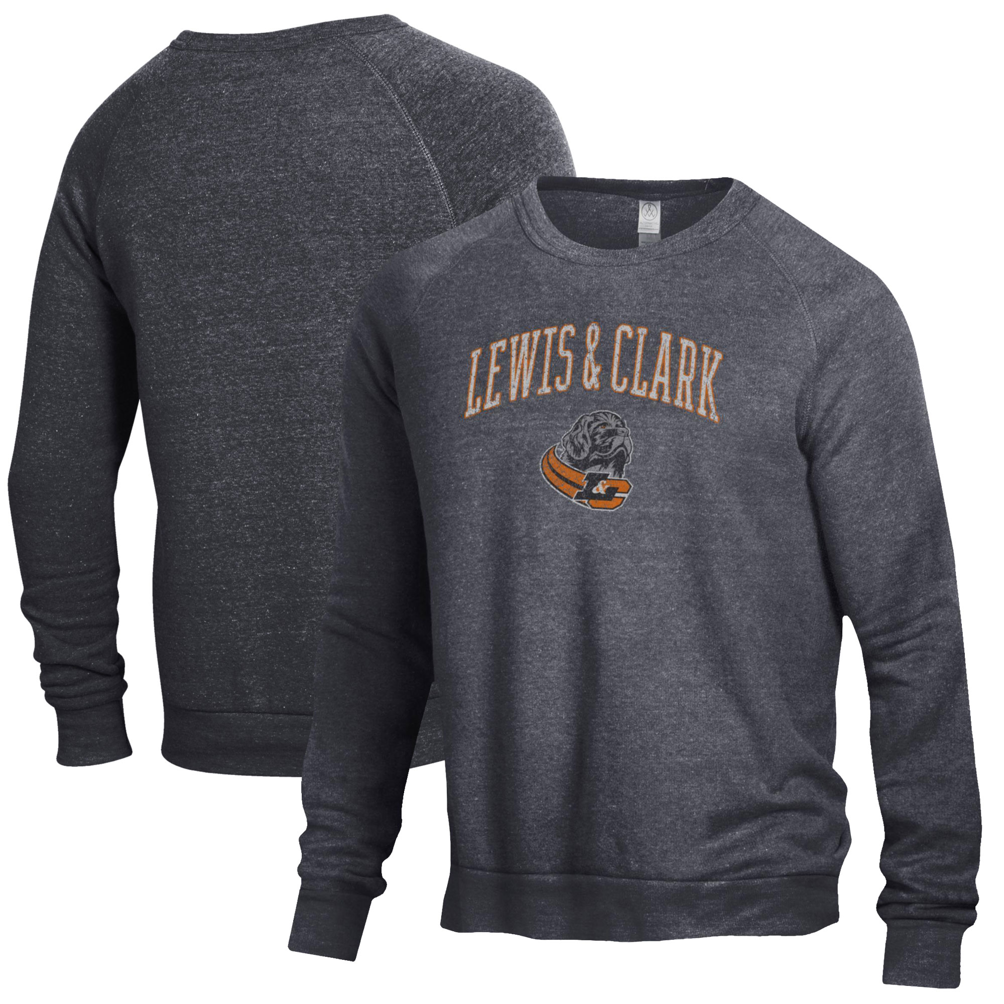 Men's Heathered Black Lewis & Clark College Pioneers The Champ Tri-Blend Pullover Sweatshirt - Image 5