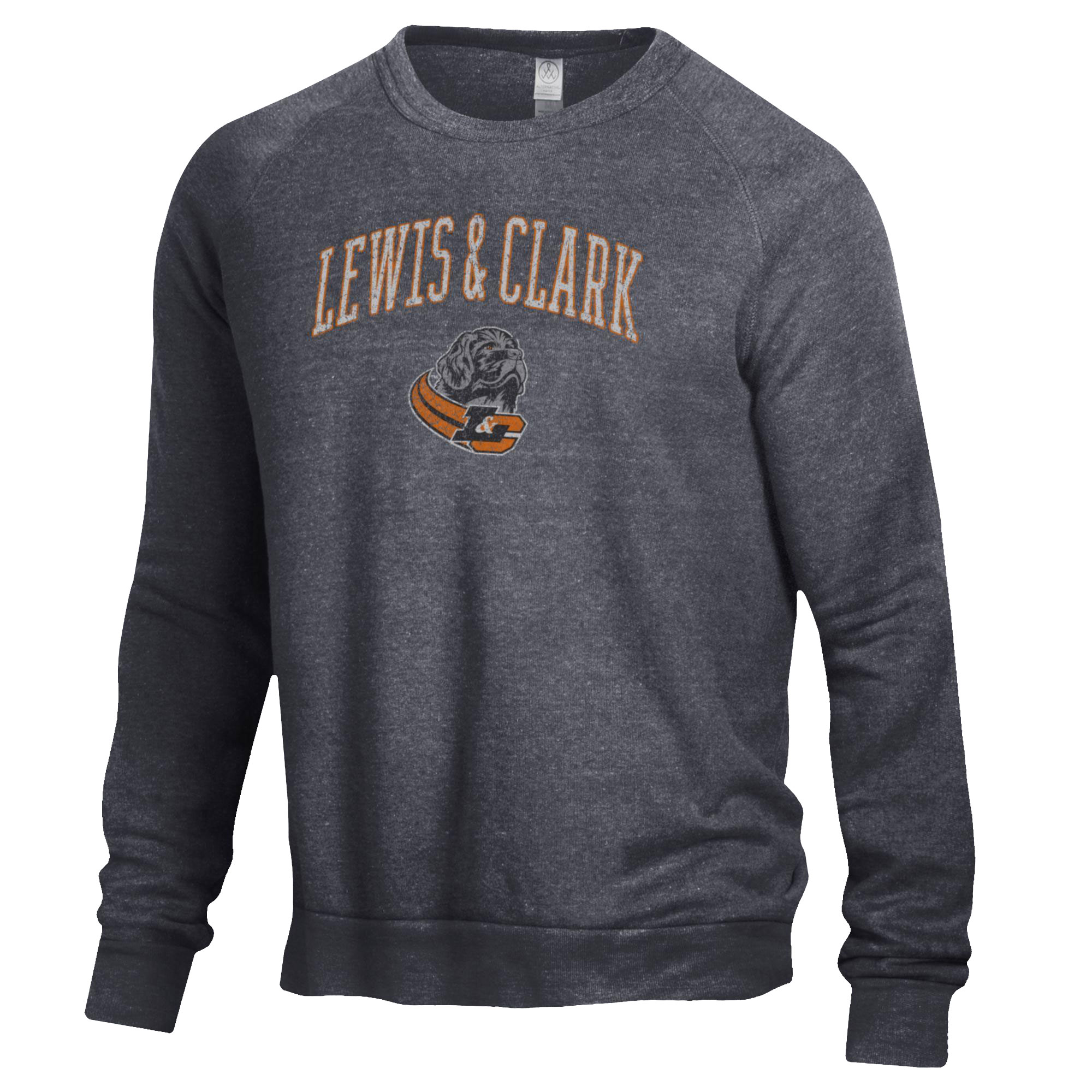 Men's Heathered Black Lewis & Clark College Pioneers The Champ Tri-Blend Pullover Sweatshirt - Image 3