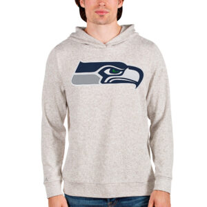 Men's Antigua Oatmeal Seattle Seahawks Team Absolute Pullover Hoodie
