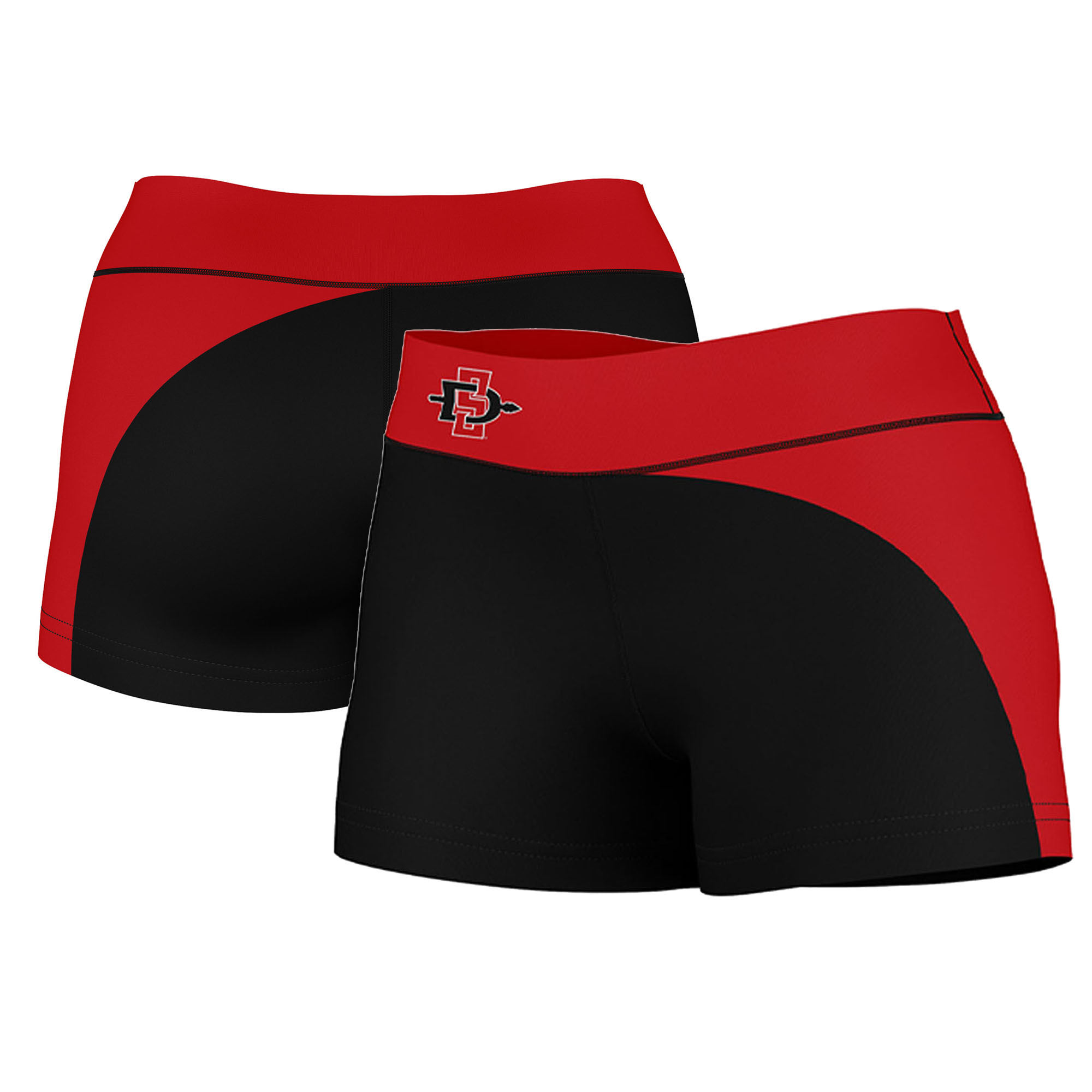 Women's Black/Cardinal San Diego State Aztecs Plus Size Curve Side Shorts - Image 5
