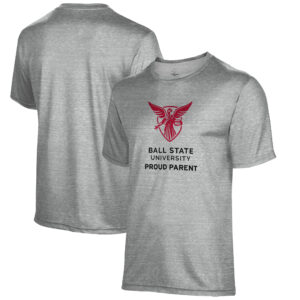 Men's Gray Ball State Cardinals Proud Parent Name Drop T-Shirt