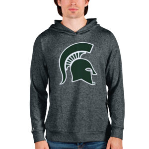 Men's Antigua Heathered Charcoal Michigan State Spartans Team Logo Absolute Pullover Hoodie