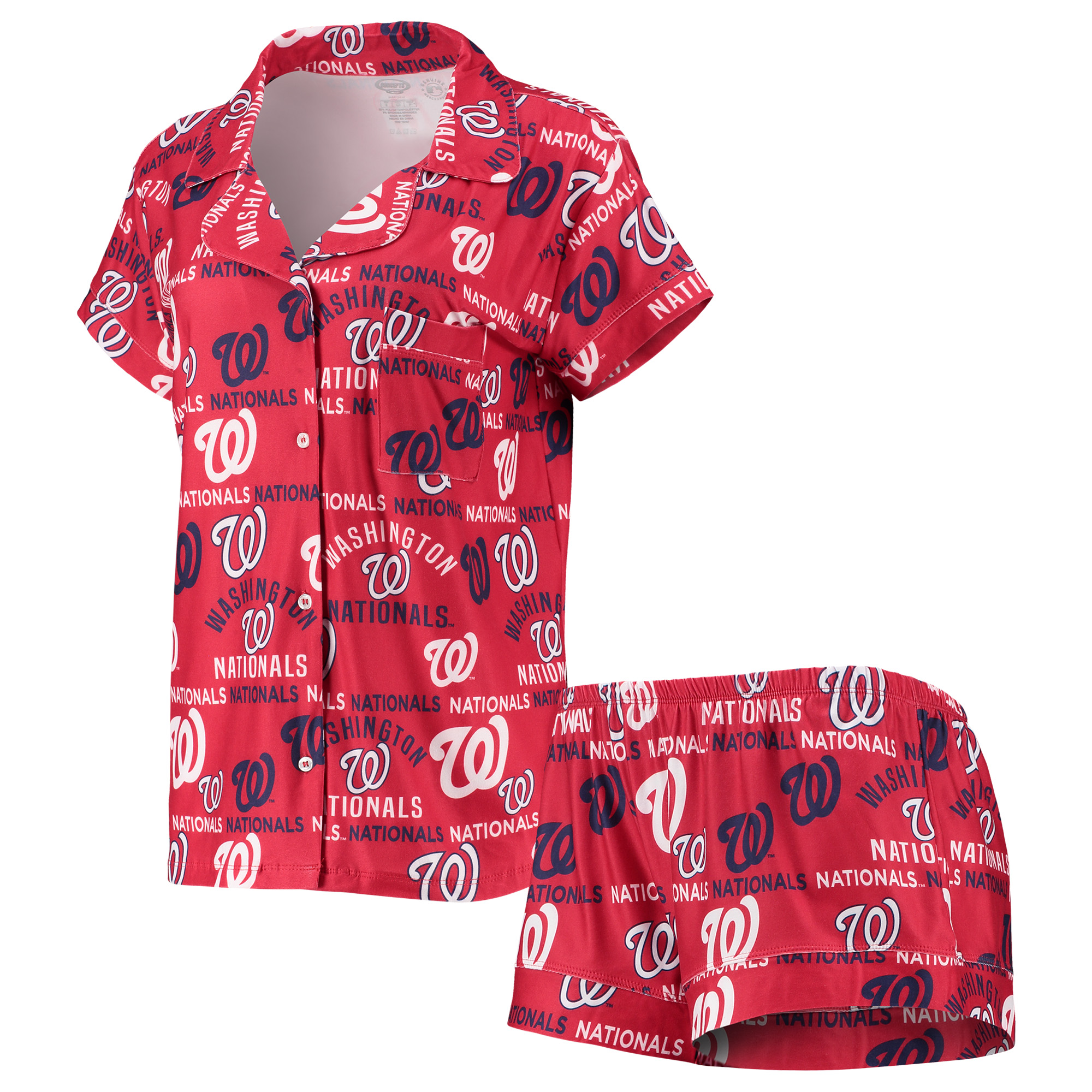 Women's Concepts Sport Red Washington Nationals Flagship Allover Print Top & Shorts Sleep Set - Image 7
