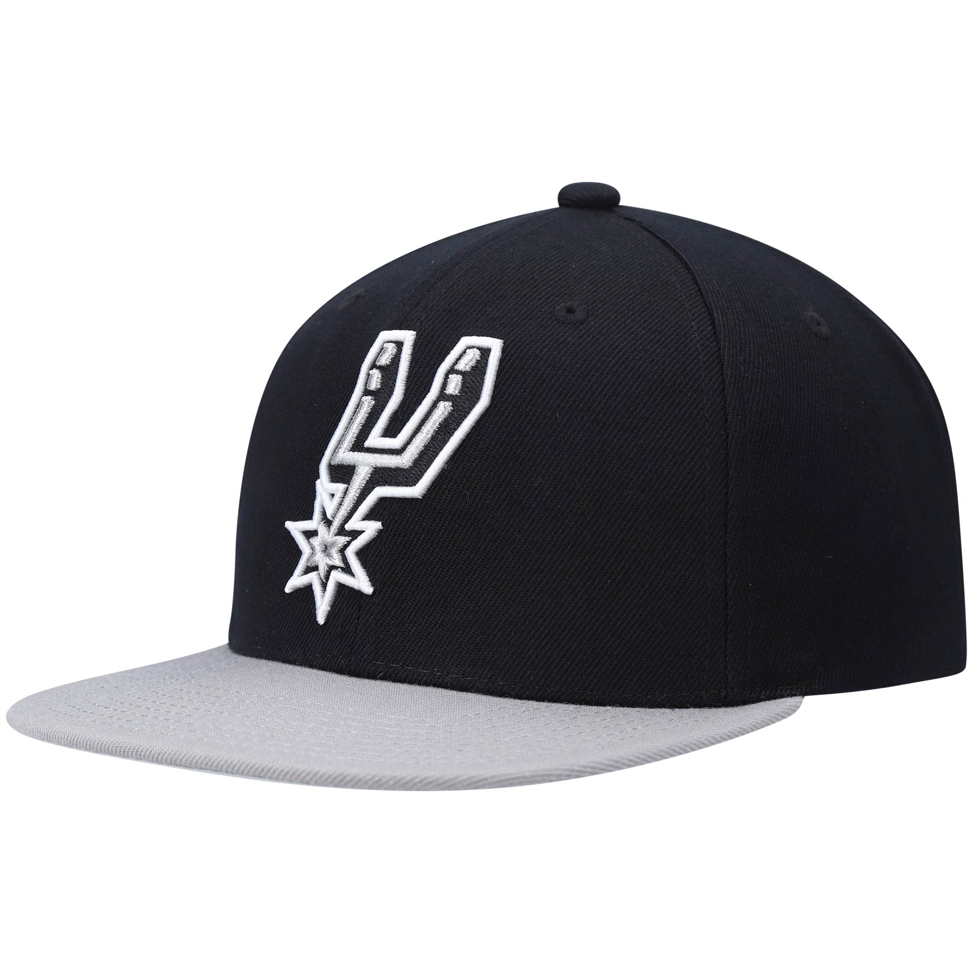 Men's Mitchell & Ness Black/Silver San Antonio Spurs Team Two-Tone 2.0 Snapback Hat - Image 2