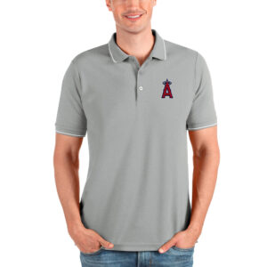 Men's Antigua Heathered Gray Los Angeles Angels Affluent Polo