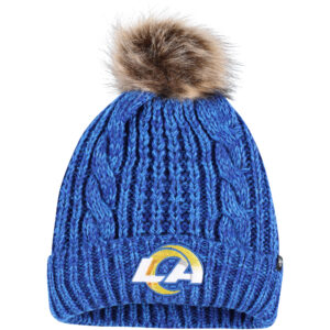 Women's '47 Royal Los Angeles Rams Logo Meeko Cuffed Knit Hat with Pom