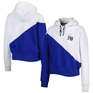 Women's DKNY Sport Royal/White Philadelphia 76ers Bobbi Color Blocked Pullover Hoodie