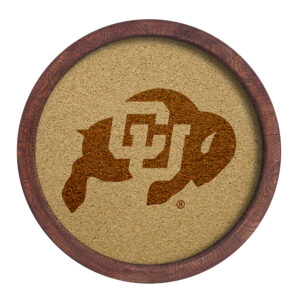 Colorado Buffaloes 20.25'' Round Faux Barrel Framed Cork Board
