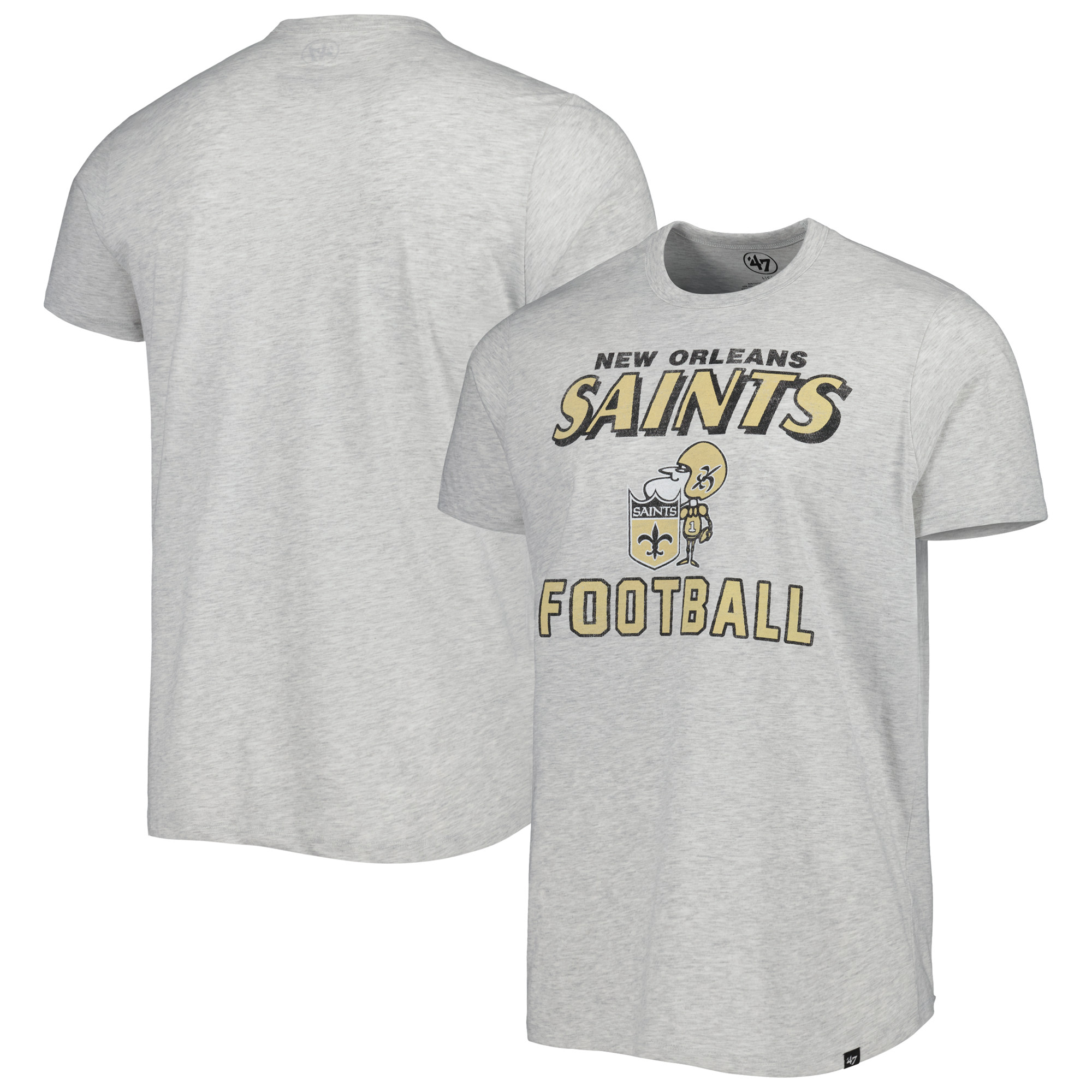 Men's '47 Heathered Gray New Orleans Saints Dozer Franklin Lightweight T-Shirt - Image 2