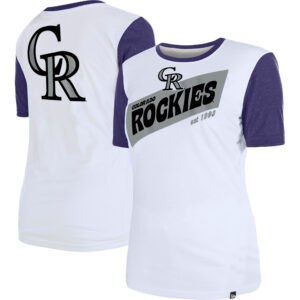 Women's New Era White Colorado Rockies Colorblock T-Shirt