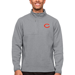 Men's Antigua Heathered Gray Chicago Bears Course Quarter-Zip Pullover Top