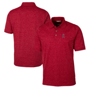 Men's Cutter & Buck Cardinal Los Angeles Angels Advantage Space Dye Tri-Blend Polo