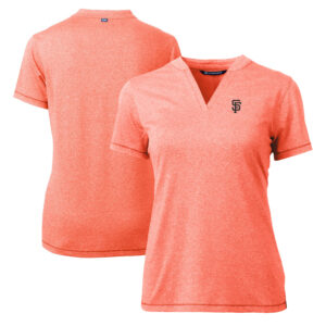 Women's Cutter & Buck Heather Orange San Francisco Giants DryTec Forge Stretch V-Neck Blade Top