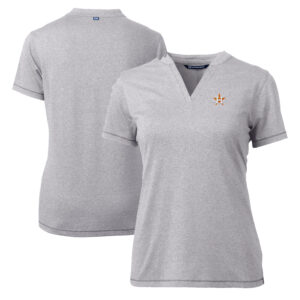 Women's Cutter & Buck Heather Gray Houston Astros DryTec Forge Stretch V-Neck Blade Top