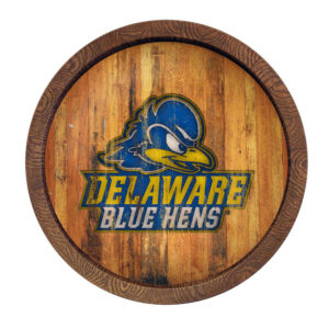 Brown Delaware Fightin' Blue Hens Weathered "Faux" Barrel Top Sign