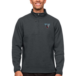 Men's Antigua Heather Charcoal Maine Black Bears Course Quarter-Zip Pullover Top