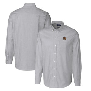 Men's Cutter & Buck Charcoal Oregon State Beavers Vault Big & Tall Oxford Stripe Long Sleeve Button-Down Shirt