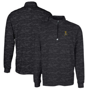 Men's Cutter & Buck Black Wichita State Shockers Vault Big & Tall Traverse Camo Print Stretch Quarter-Zip Pullover Top