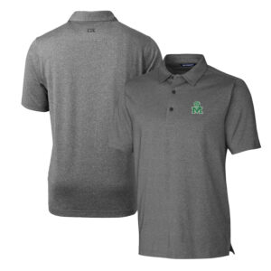 Men's Cutter & Buck Heather Charcoal Marshall Thundering Herd Forge Stretch Polo