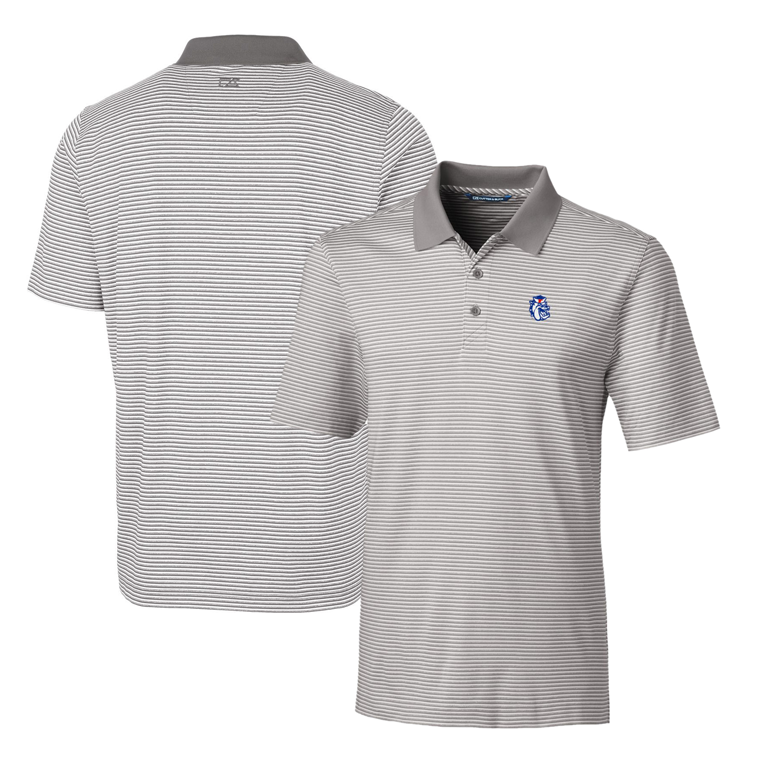 Men's Cutter & Buck Gray Fresno State Bulldogs Forge Tonal Stripe Stretch Polo