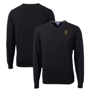 Men's Cutter & Buck Black Grambling Tigers Lakemont Tri-Blend V-Neck Pullover Sweater
