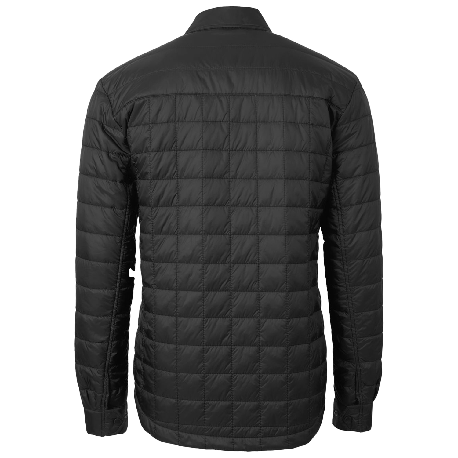 Men's Cutter & Buck Black Marshall Thundering Herd Rainier PrimaLoft Eco Insulated Quilted Button-Up Shacket - Image 4