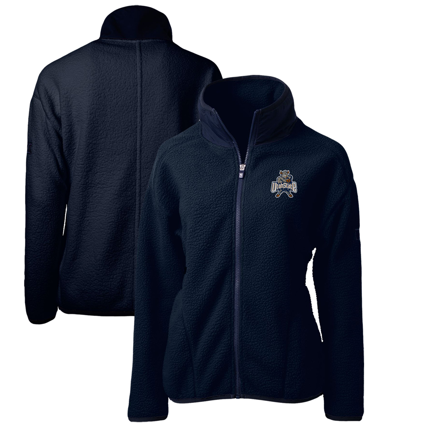 Women's Cutter & Buck Navy Utah State Aggies Cascade Eco Sherpa Full-Zip Fleece Jacket - Image 2