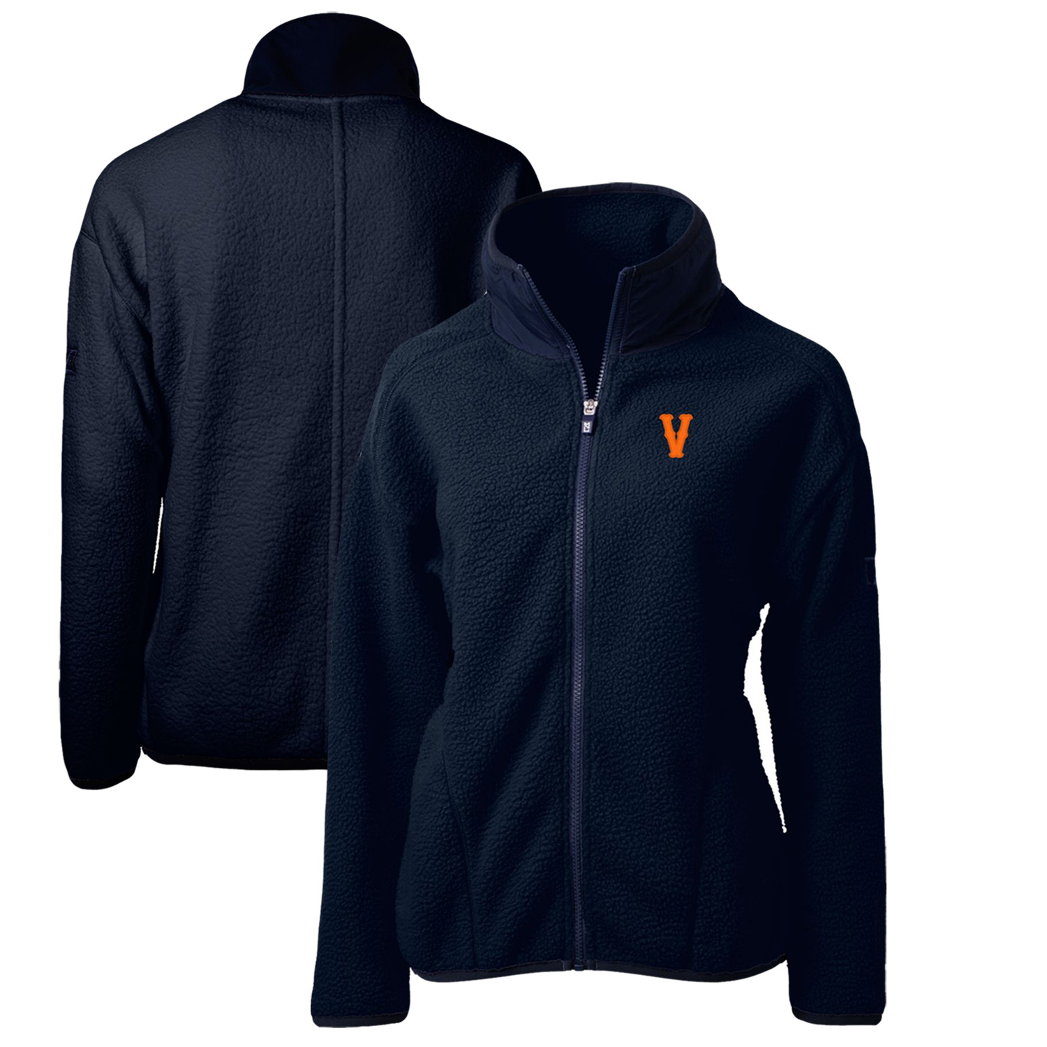 Women's Cutter & Buck Navy Virginia Cavaliers Vintage Cascade Eco Sherpa Full-Zip Fleece Jacket - Image 2