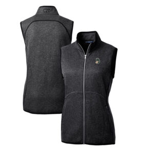 Women's Cutter & Buck Heather Charcoal Michigan State Spartans Mainsail Basic Sweater-Knit Full-Zip Vest