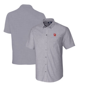 Men's Cutter & Buck Charcoal Tampa Bay Buccaneers Throwback Logo Big & Tall Stretch Oxford Button-Down Short Sleeve Shirt