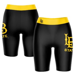 Women's Black/Gold Cal State Long Beach The Beach Plus Size Logo Bike Shorts