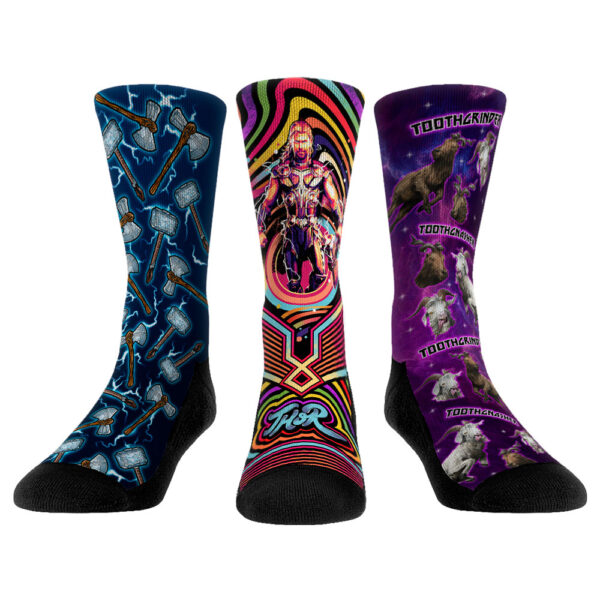 Unisex Rock Em Socks Thor Love and Thunder Three-Pack Crew Socks Set