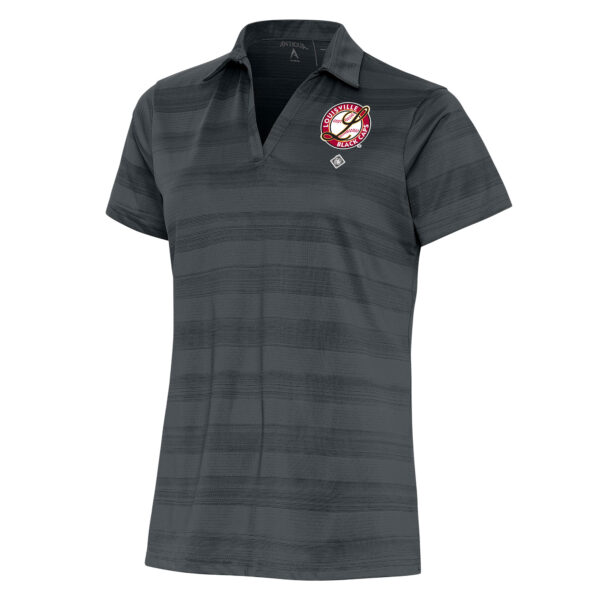 Women's Antigua Heather Charcoal Louisville Black Caps Compass Polo