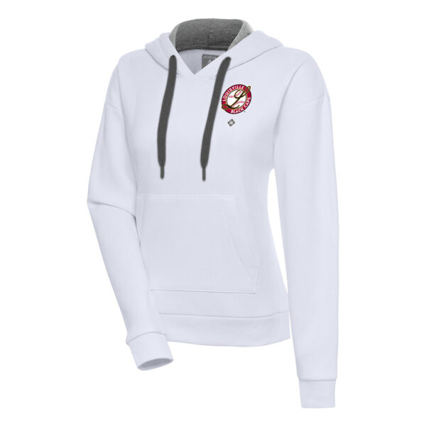 Women's Antigua White Louisville Black Caps Victory Pullover Hoodie