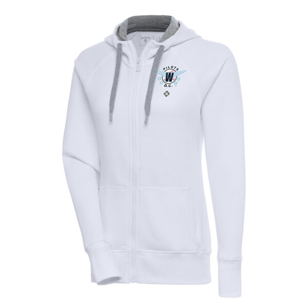 Women's Antigua White Washington Pilots Victory Full-Zip Hoodie