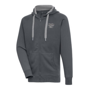 Men's Antigua Charcoal "Stone Cold" Steve Austin Victory Full-Zip Hoodie