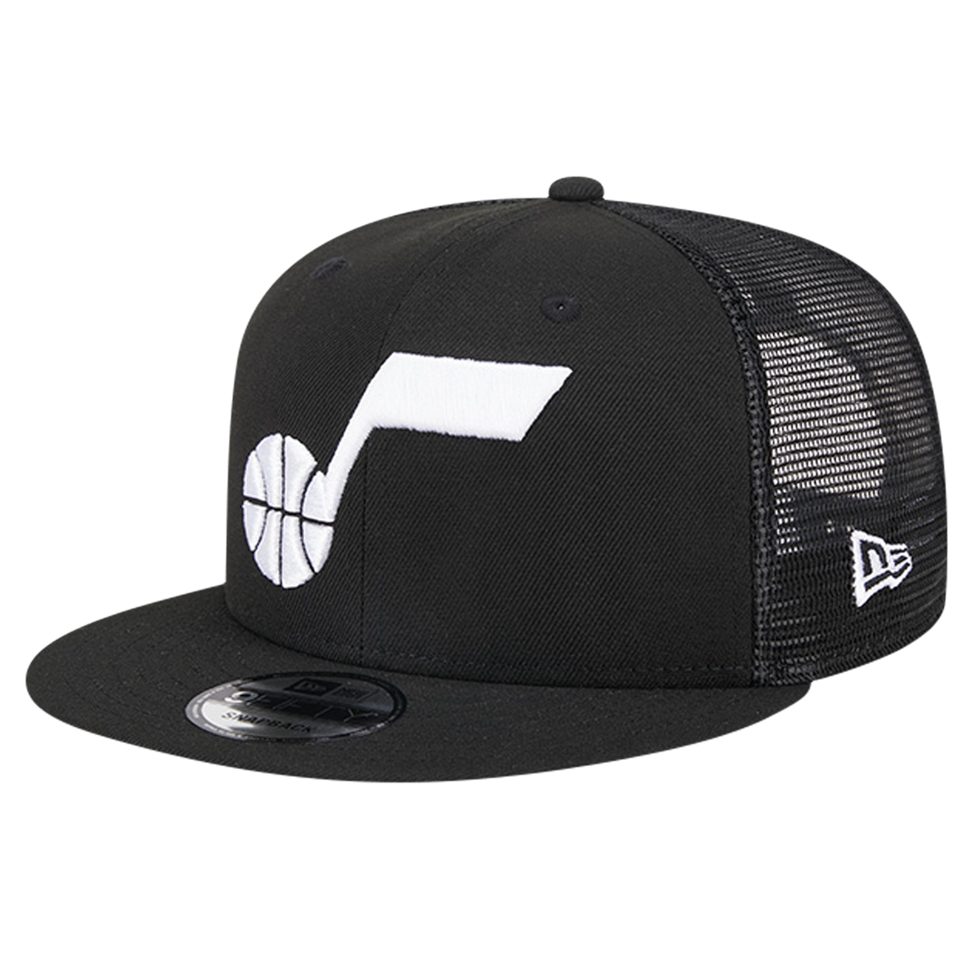 Men's New Era Black Utah Jazz Evergreen 9FIFTY Trucker Snapback Hat