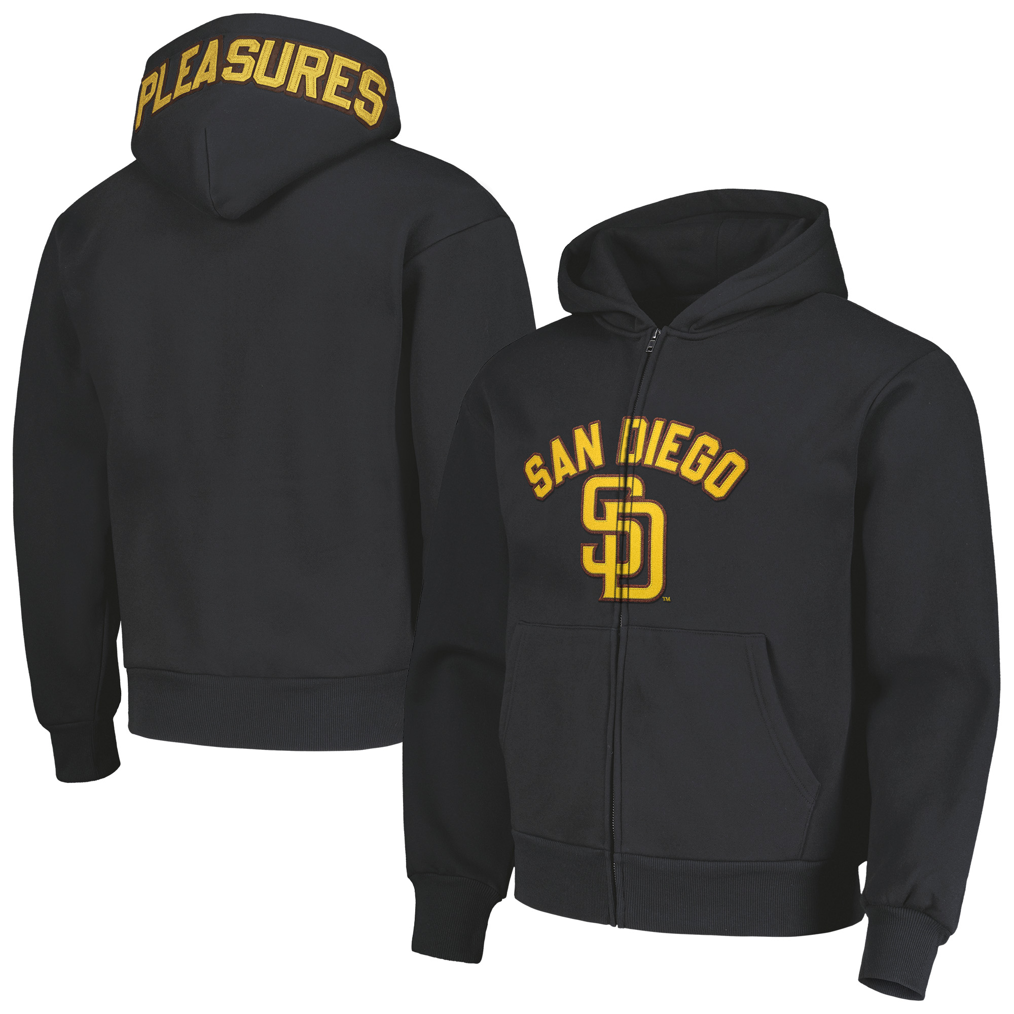 Men's PLEASURES Black San Diego Padres Opening Day Full-Zip Hoodie