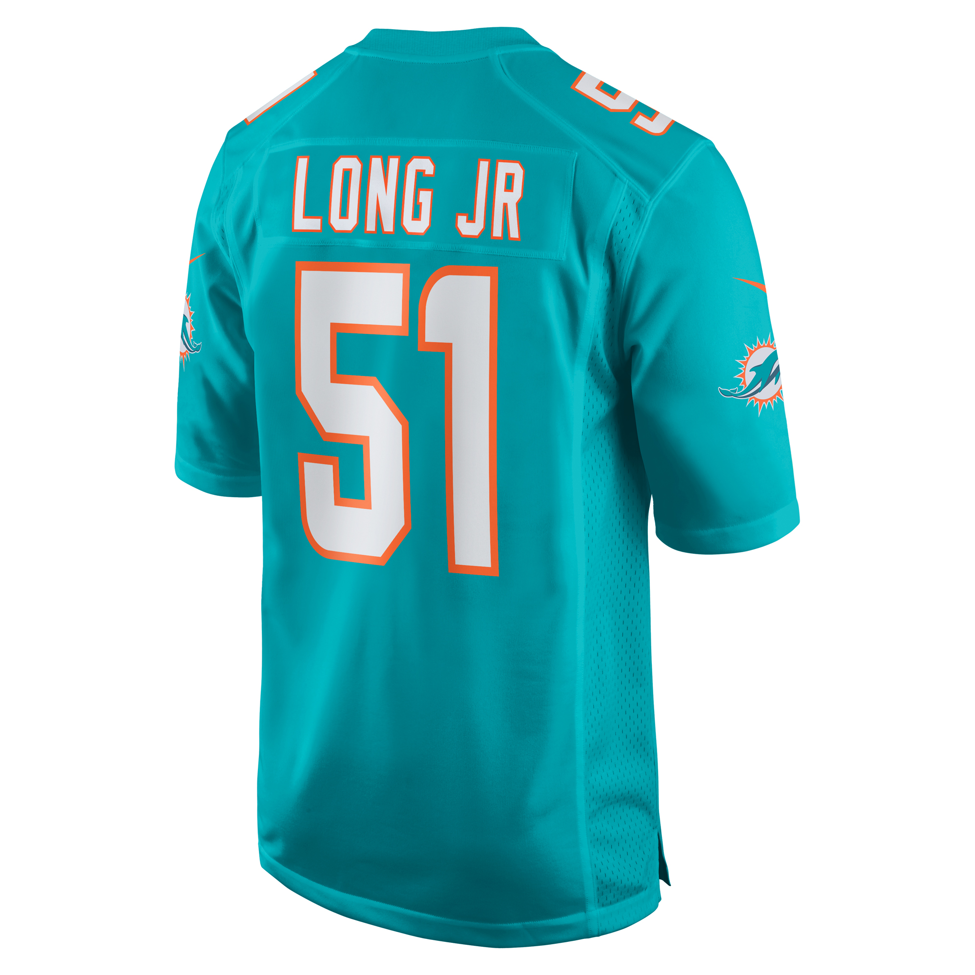 Men's Nike David Long Jr. Aqua Miami Dolphins Game Jersey - Image 4
