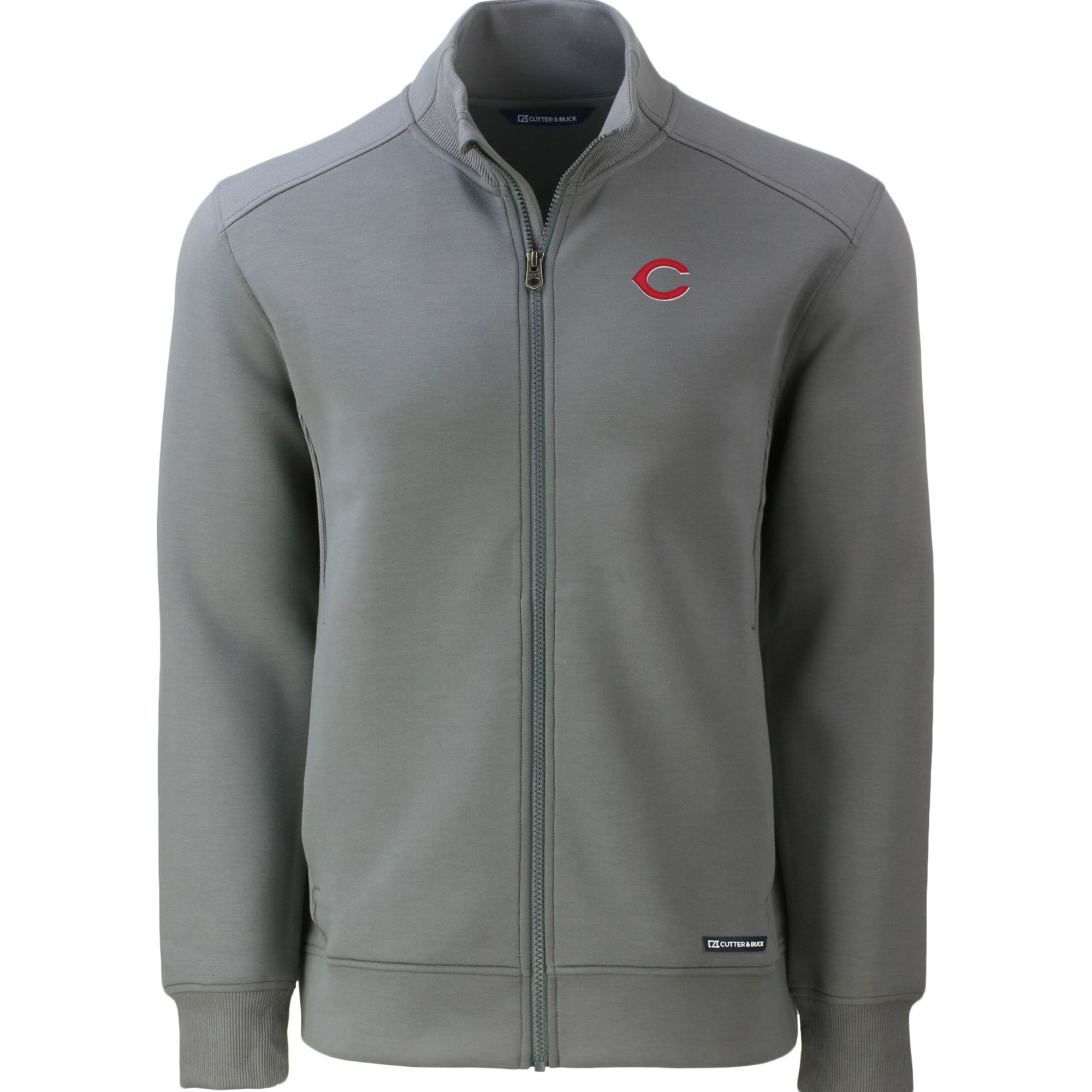 Men's Cutter & Buck Gray Cincinnati Reds Roam Eco Recycled Full-Zip Jacket - Image 3